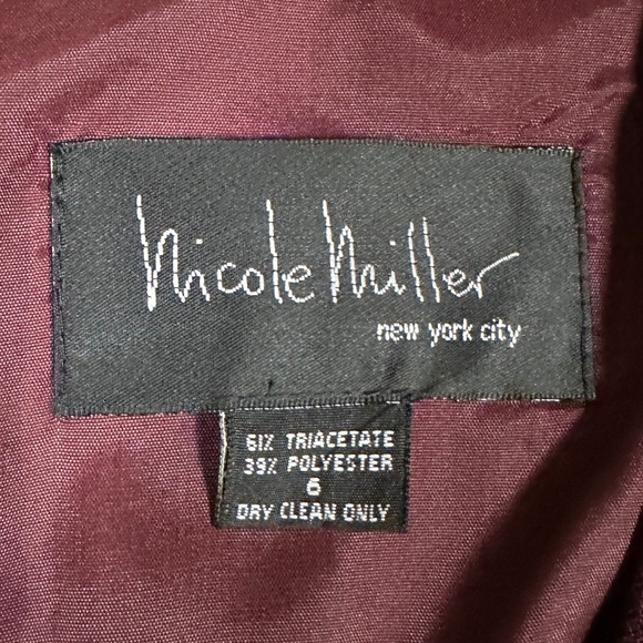 Vintage Nicole Miller Evening Gown Burgundy Size 6 Mid-90s Tag Still On - Picture 5 of 13